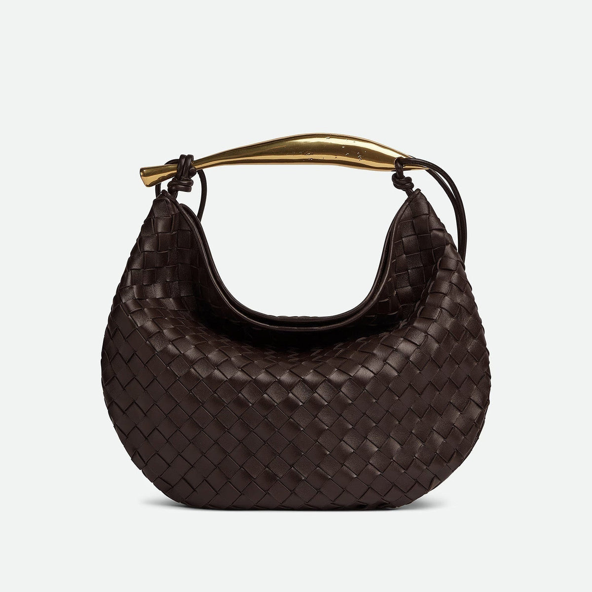Bottega Veneta Women's Solid Color Woven Magnetic Clasp Closure Sheepskin Half Moon Bag Casual Sardine Tote Bags #75432