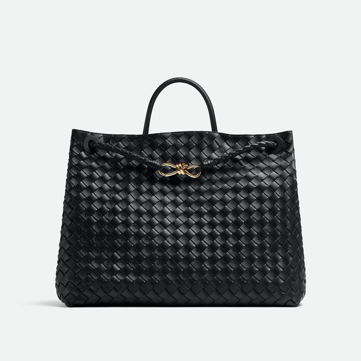 Bottega Veneta Large Andiamo Women's Woven Solid Color Magnetic Clasp Closure Sheepskin Tote Bag Bags #76912