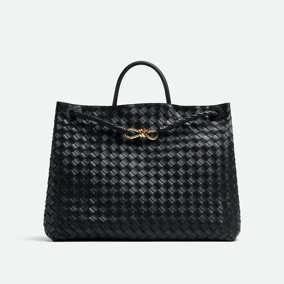 Bottega Veneta Large Andiamo Women's Woven Solid Color Magnetic Clasp Closure Sheepskin Tote Bag Bags #76912