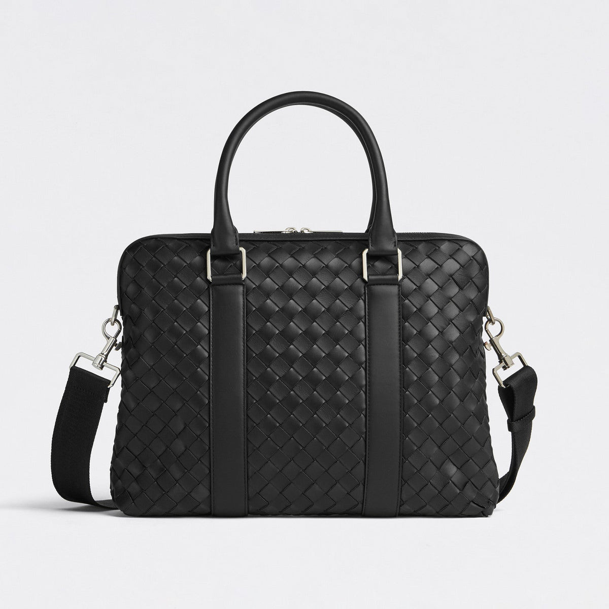 Bottega Veneta Intrecciato Men's Solid Color Adjustable Detachable Shoulder Strap Woven Calfskin Briefcase Handbag Bag Bags #77473