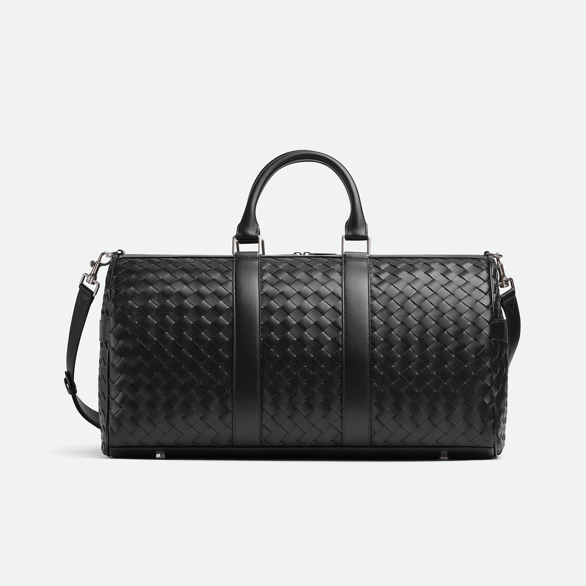 Bottega Veneta Intrecciato Men's Solid Color Adjustable Detachable Shoulder Strap Woven Calfskin Travel Bag #77472