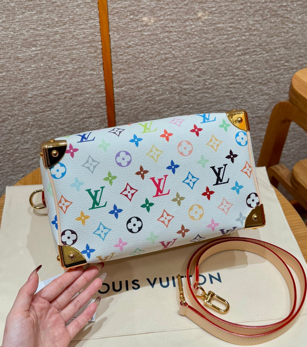 Louis Vuitton Lv X Tm Speedy Bandoulière 25 Women's Colorful Monogram Print Adjustable Detachable Strap Leather Shoulder Crossbody Bag Tote Bags #75434