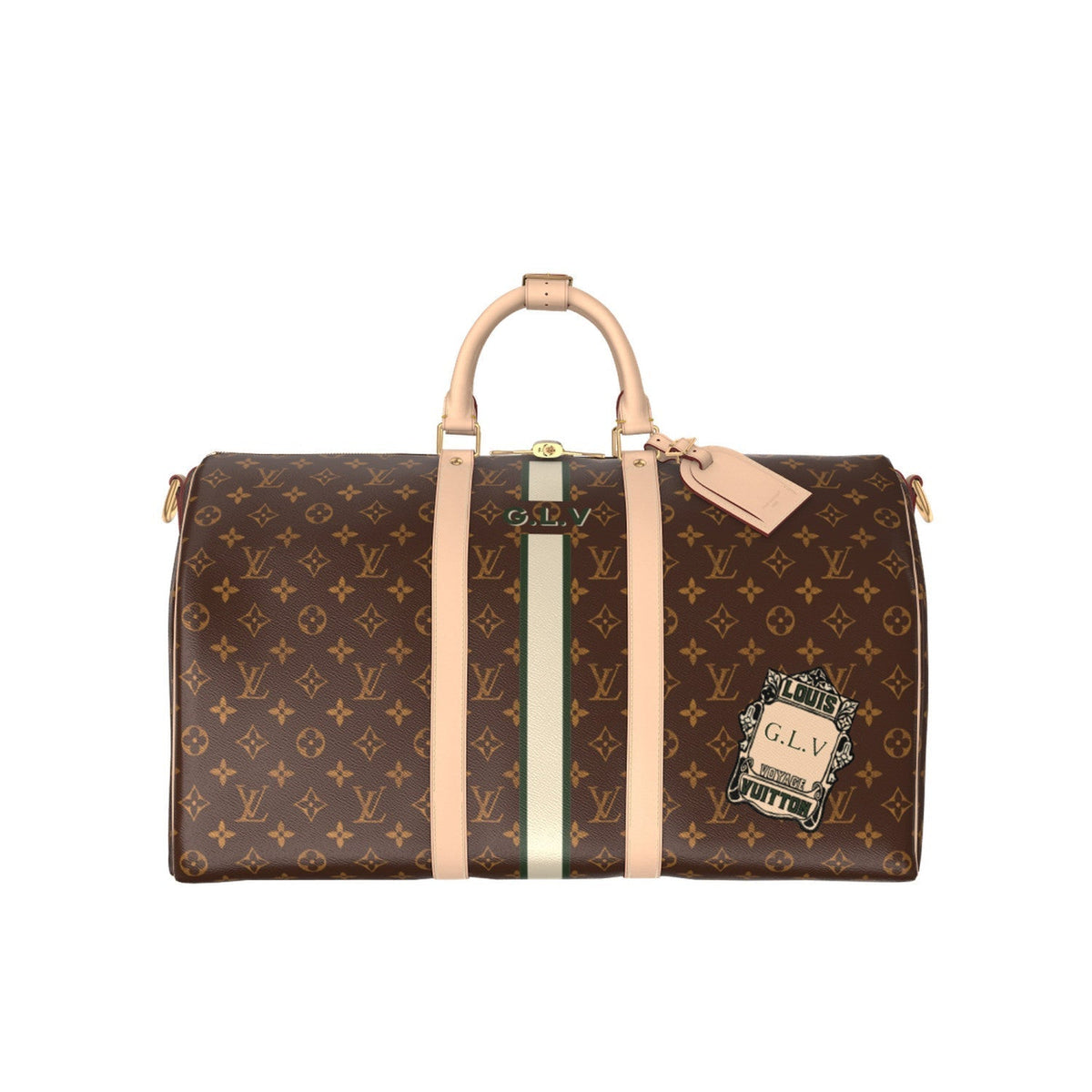 Louis Vuitton KEEPALL BANDOULIÈRE 50 Men's Detachable Adjustable Shoulder Strap Zipper Closure Coated Canvas Quilted Leather Single Shoulder Crossbody Handbag Travel Bag Bags #76838