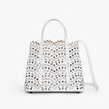 Alaia MINA 20 BAG IN VIENNE WAVE CALFSKIN Women's Solid Color Openwork Design Button Closure Wave Calfskin Shoulder Bag Handbag Bags #77381
