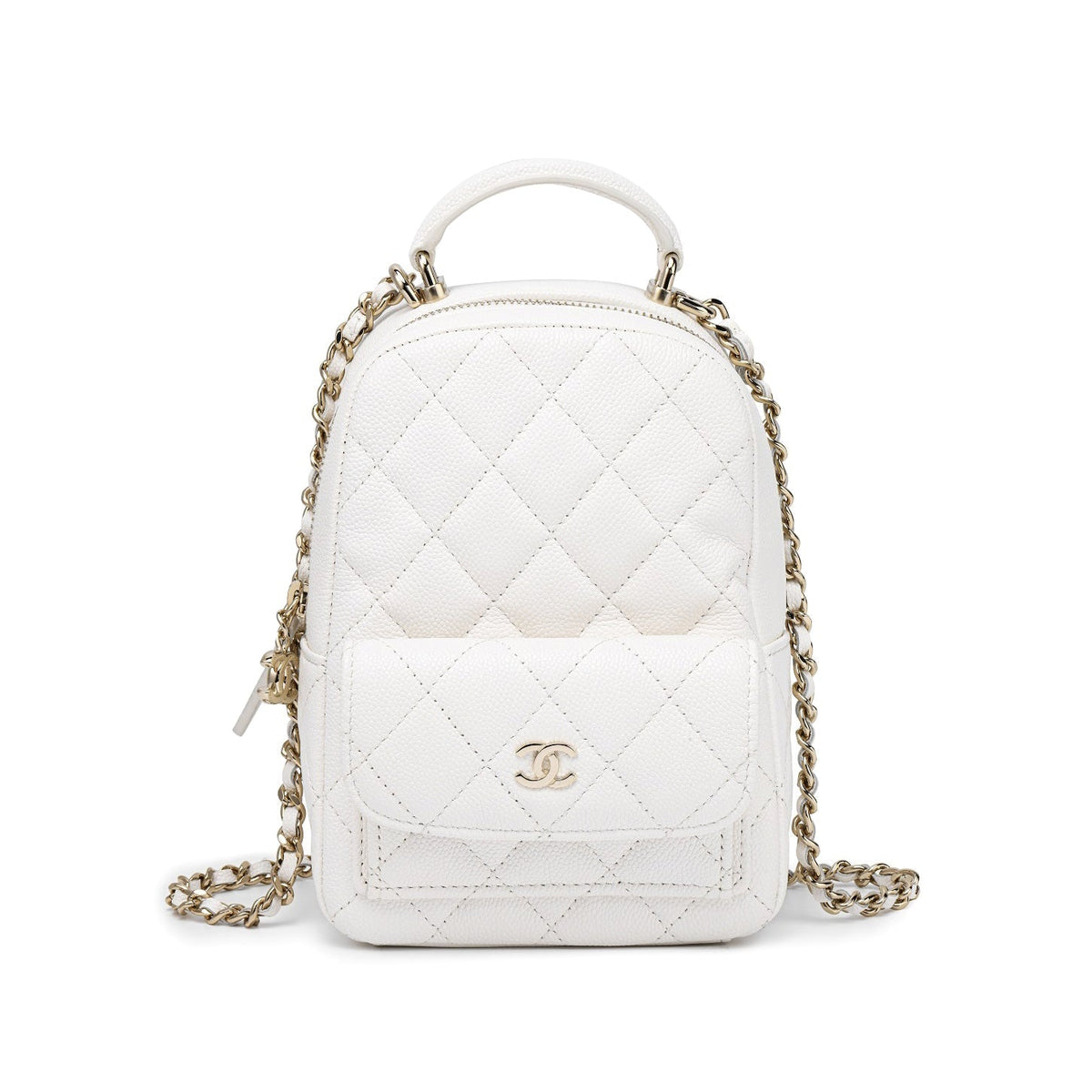 Chanel Women's Solid Color Chain Shoulder Strap Grained Cowhide Mini Backpack Bag Bags #77138
