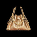 Chanel 25C Women's Classic Double C Logo Solid Color Cowhide & Leather Tote Shoulder Bag Bags Metallic-colored Leather Tends To Fade Easily #77139
