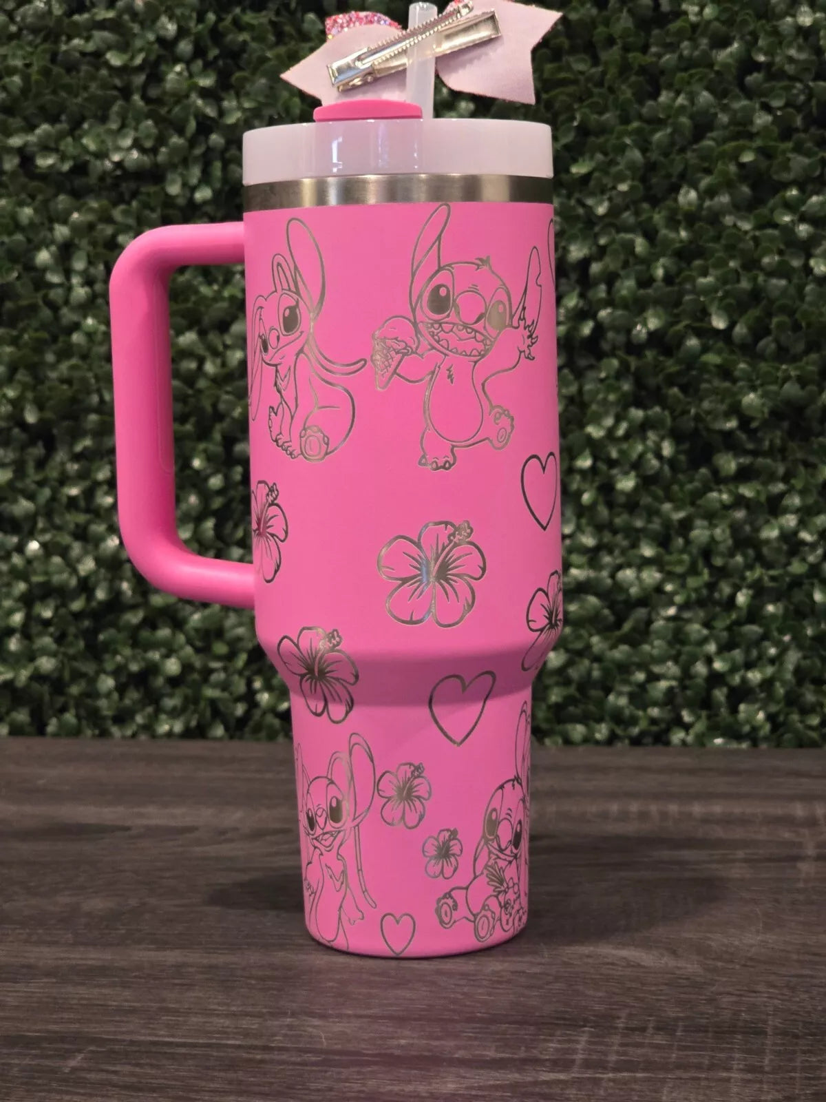 2025 Stanley Cup 40oz Angel & Stitch Lilo Pink Gift Quencher Stanley Tumbler