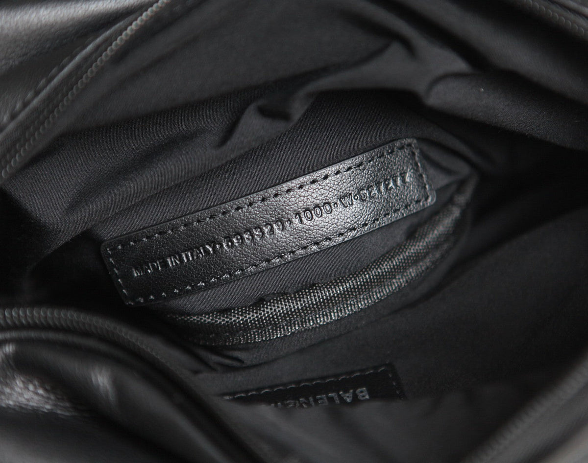 Balenciaga Explorer Men's Letter Print Zipper Closure Black Grained Cowhide Leather Single Shoulder Crossbody Belt Bag Bags #77711