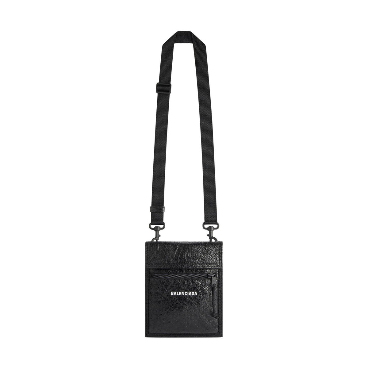 Balenciaga Men's Solid Color Monogrammed Logo Intaglio Lambskin Shoulder Crossbody Bag Bags #75672