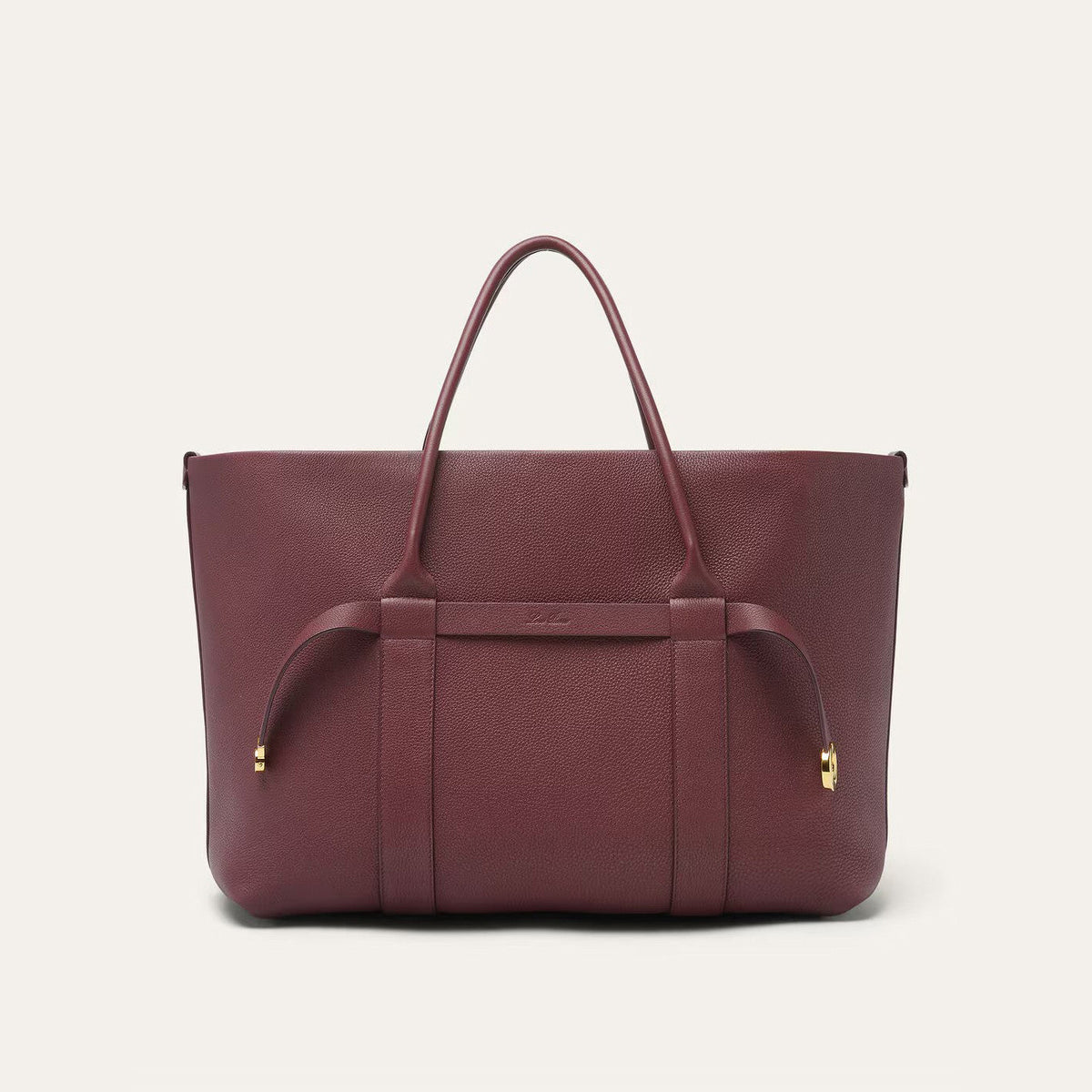 Loro Piana Ghiera Shopper Women's Solid Color Embossed Logo Cowhide Leather Solid Color Handbag Bag Bags #77325
