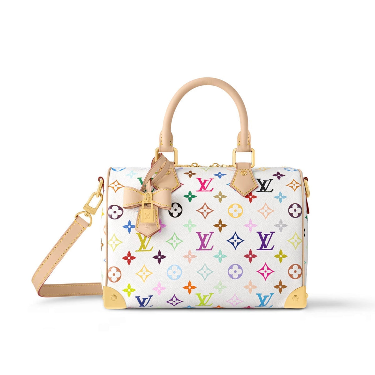 Louis Vuitton Lv X Tm Speedy Bandoulière 25 Women's Colorful Monogram Print Adjustable Detachable Strap Leather Shoulder Crossbody Bag Tote Bags #75434
