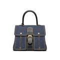 Delvaux Brillant Trench Women's Outer Stitching Solid Color Denim Patchwork Leather Tote Shoulder Bag Bags #76452
